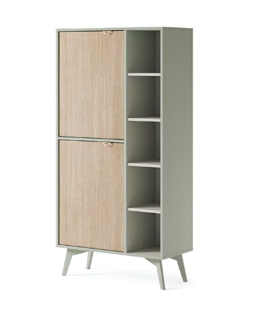 Ensemble meuble TV FOREST couleur Chevrons Scandi / Eucalyptus
